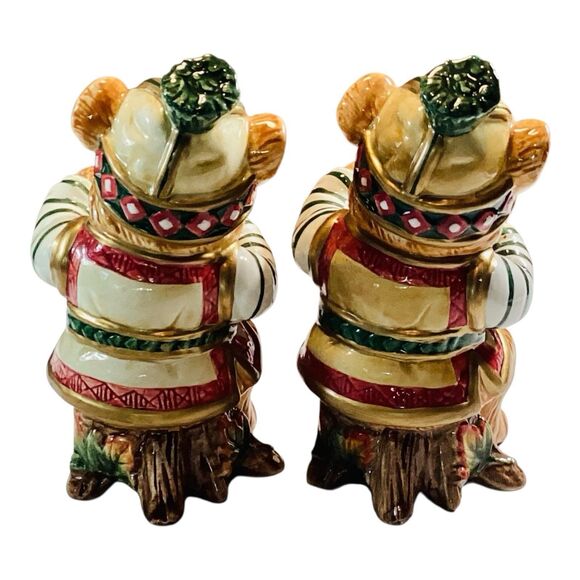 Fitz and Floyd “Christmas Lodge” Bears Salt Pepper Shakers 2001 - Picture 2 of 3